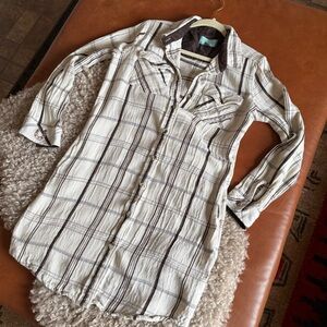 Plaid Button-Up tunic